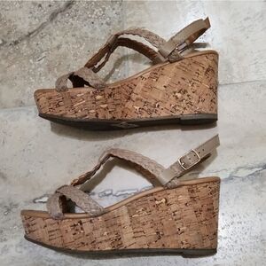 NEW Braided Strappy Cork Wedge Sandles